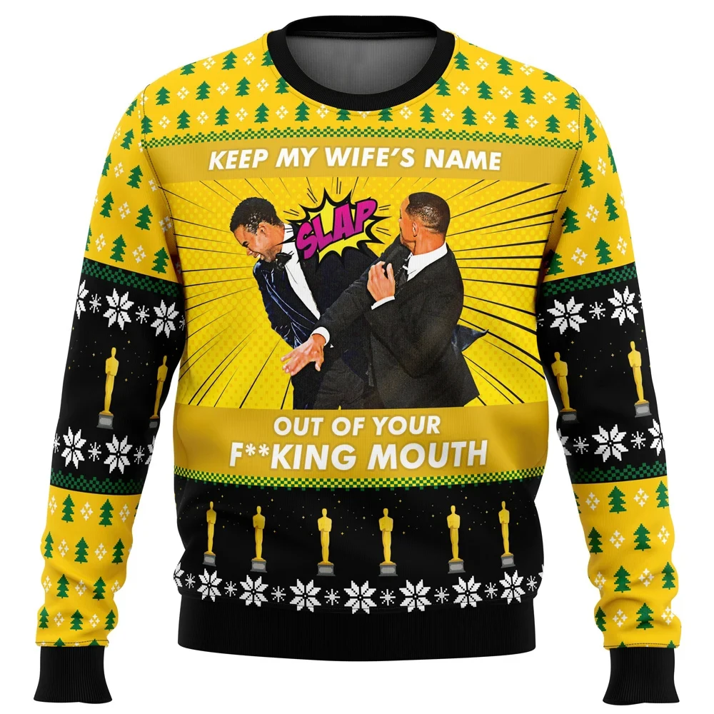 

Will Smith Slaps Chris Rock Meme Ugly Christmas Sweater Gift Santa Claus Pullover Men 3D Sweatshirt And Top Autumn And Winter