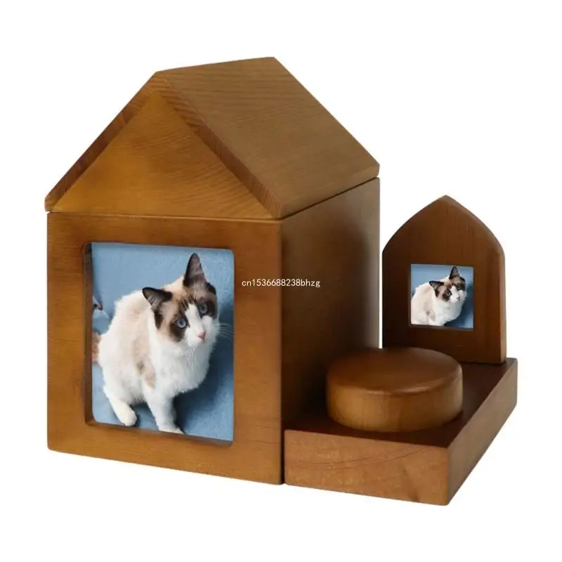 Pet Wood Memorial Urn for Ashes Photo Frame Keepsakes Box Caskets for Cats Dogs Dropship