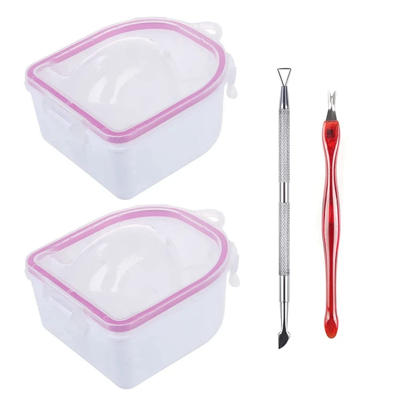 

1 Set Of 4 Cuticle Nail Makeup Remover Bowl Nail Soaking Bowl With Cuticle Exfoliator, Dead Skin Pusher