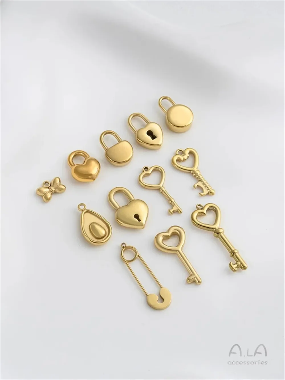 Титановый стальной ковш из 14-каратного настоящего золота кулон с замком в виде