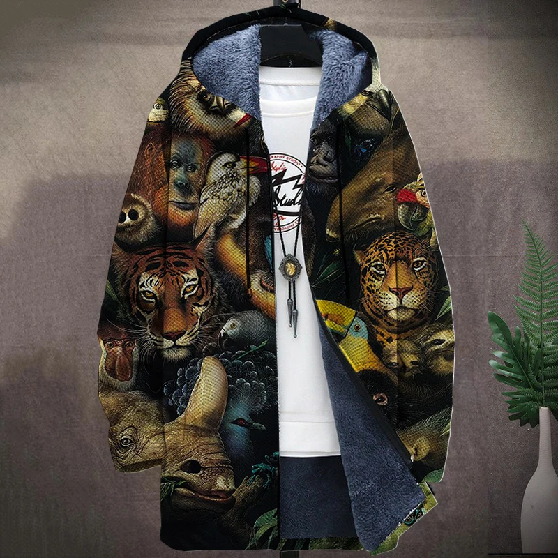 Мужская зимняя куртка с рисунком кота