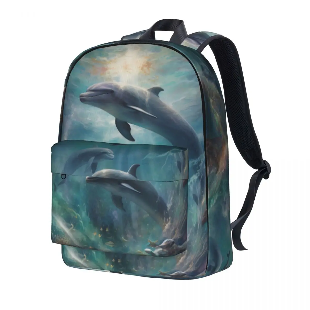 

Dolphin Backpack Women Men Mystical Realms Harmonious Pattern Backpacks Elegant High School Bags Hiking High Quality Rucksack