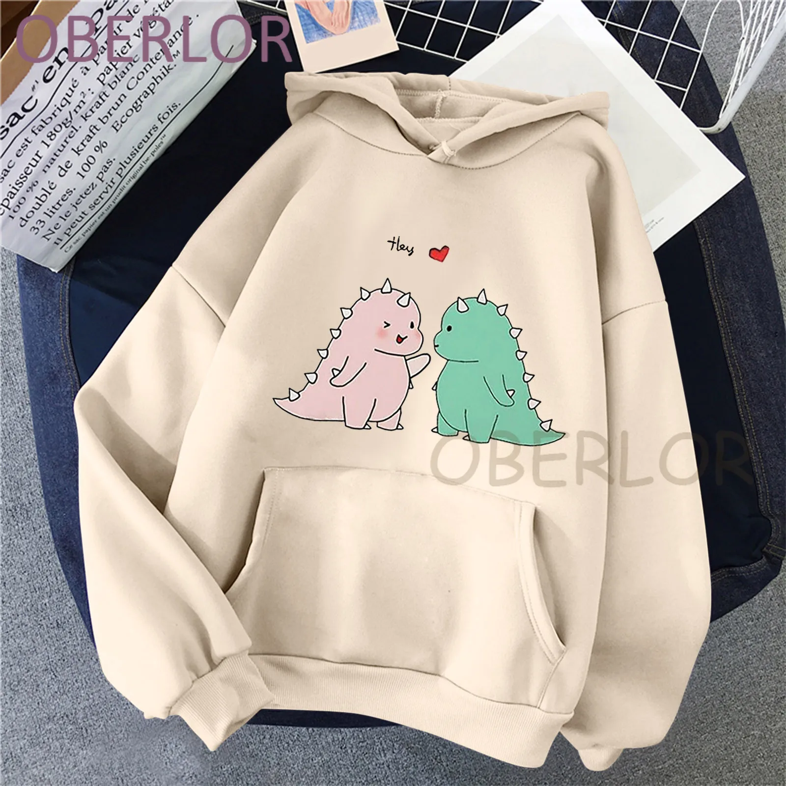 

Couple Dinosaur Hoodie Clothing Women Sweatshirt Autumn Winter Long Sleeve Pullover Oversized Hooded For Teenager Girls kawaii