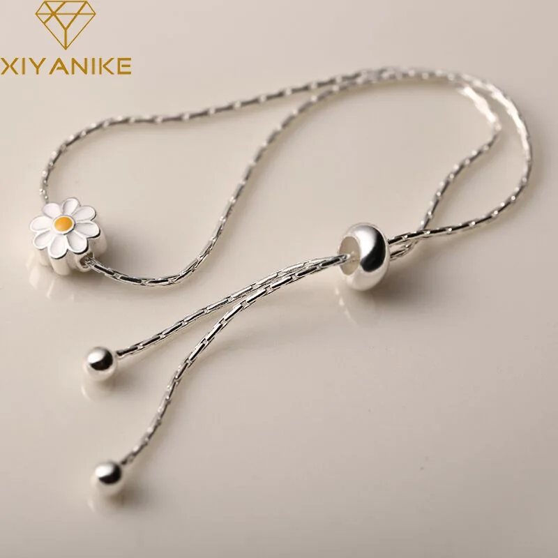 

XIYANIKE Round Bead Daisy Floral Chain Bracelet For Women Girl Korean Fashion New Jewelry Bosom Friend Gift Party pulseras mujer