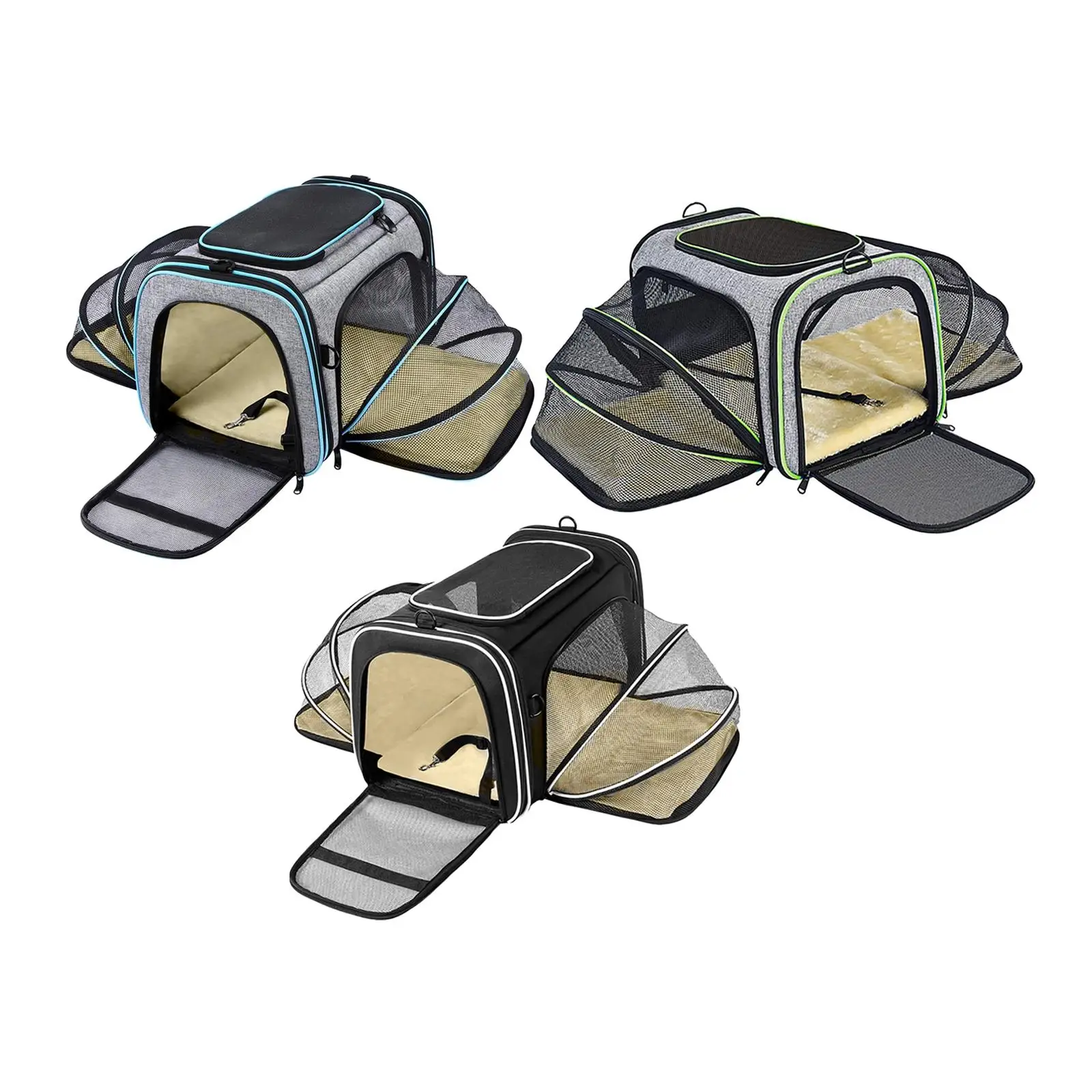 

Pet Carrier Expandable Dog Cat Soft Sided Travel Transport Bag with Pockets