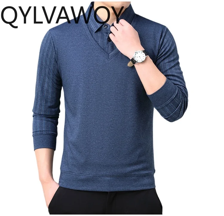 Зимняя мужская одежда QYLVAWOY 100% свитеры в полоску деловые повседневные пуловеры
