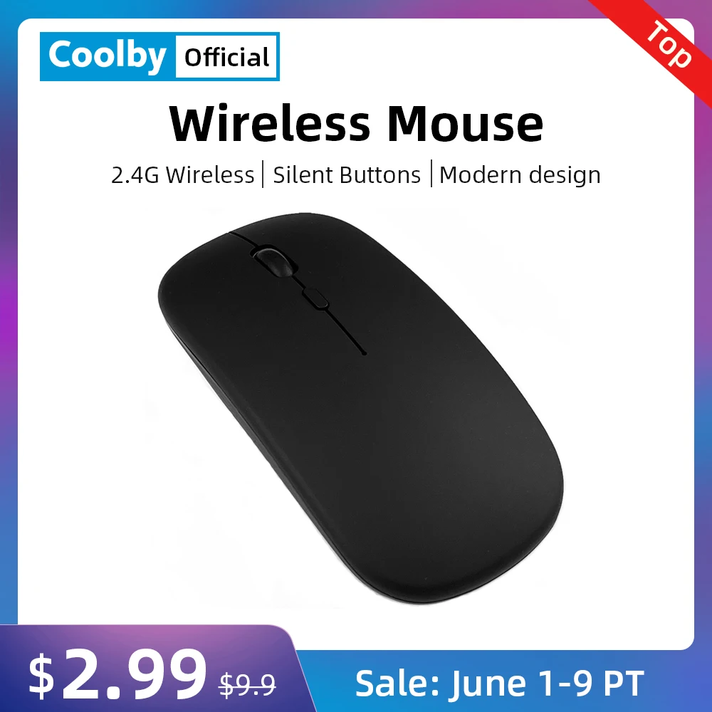Coolby Mouse 2.4G Wireless Bluetooth Ultra-thin Gaming Mouse for Laptop PC Macbook Pro Office Home