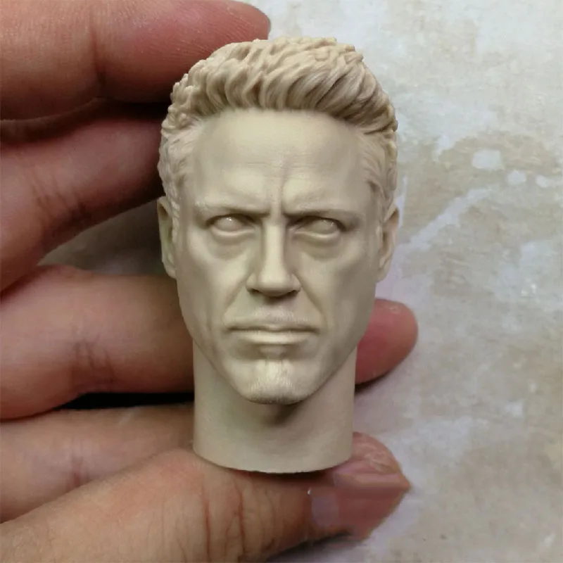 

Неокрашенный мужской ПВХ Тони Роберт Дауни младший, масштаб 1/6, Резная Голова, модель аксессуара для экшн-фигурки 12 дюймов