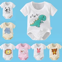cotton newborn baby boy short sleeve clothes baby girl cartoon rabbit bear print romper 0 24m