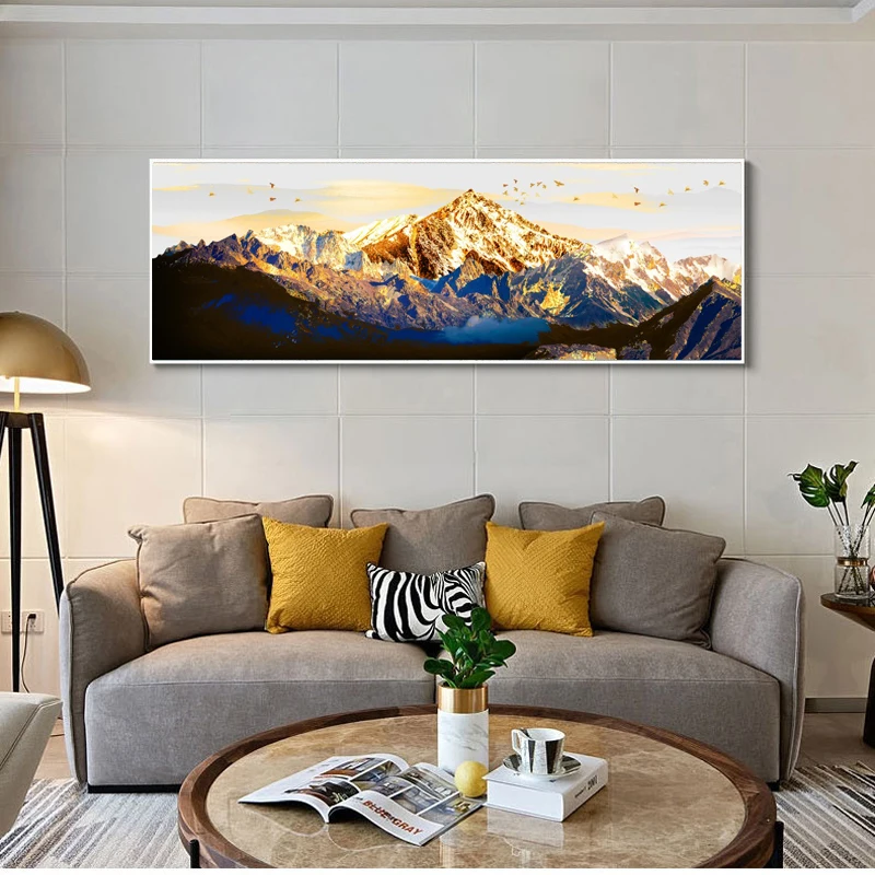 

Abstract Golden Mountain Oil Painting Print On Canvas Posters and Prints Wall Art Picture for Living Room Cuadros Decor No Frame