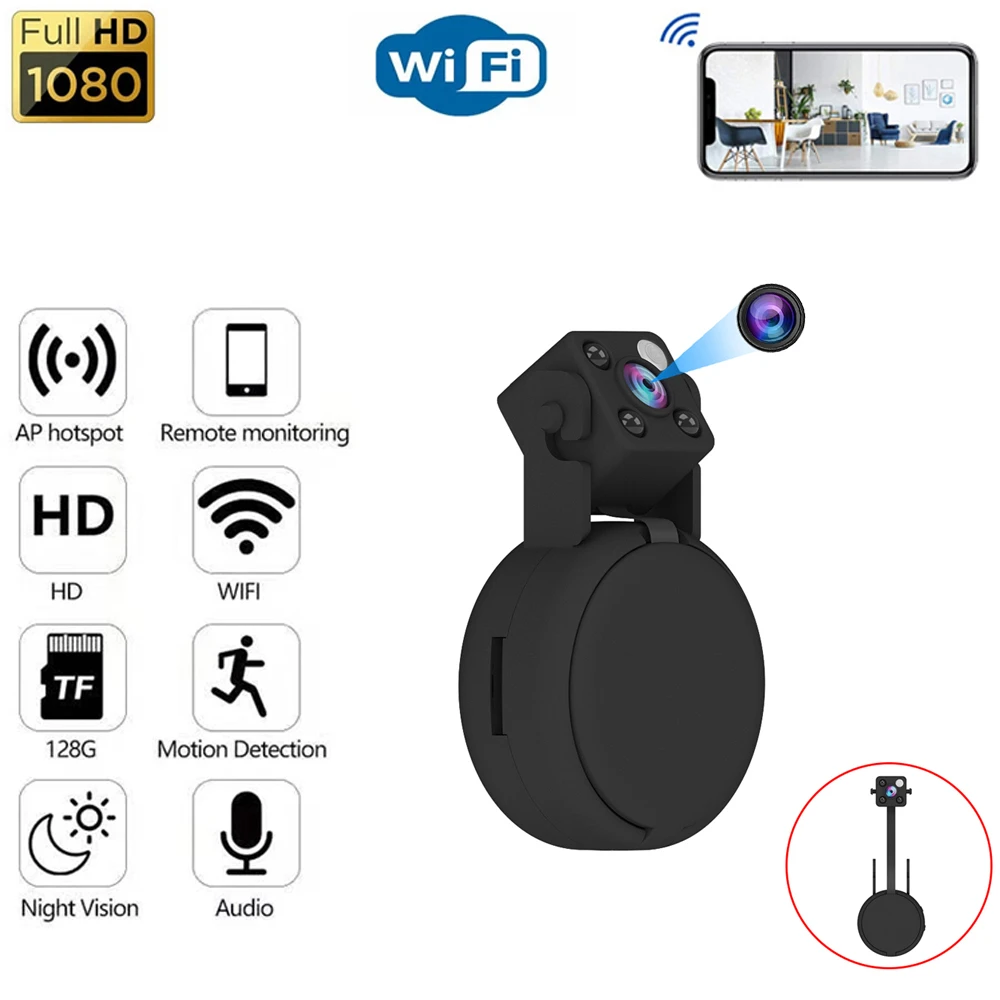 

Mini Wireless IP Camera Home Security WiFi Webcam With Infrared Night Vision Motion Detection Video Recording Remote View Cam
