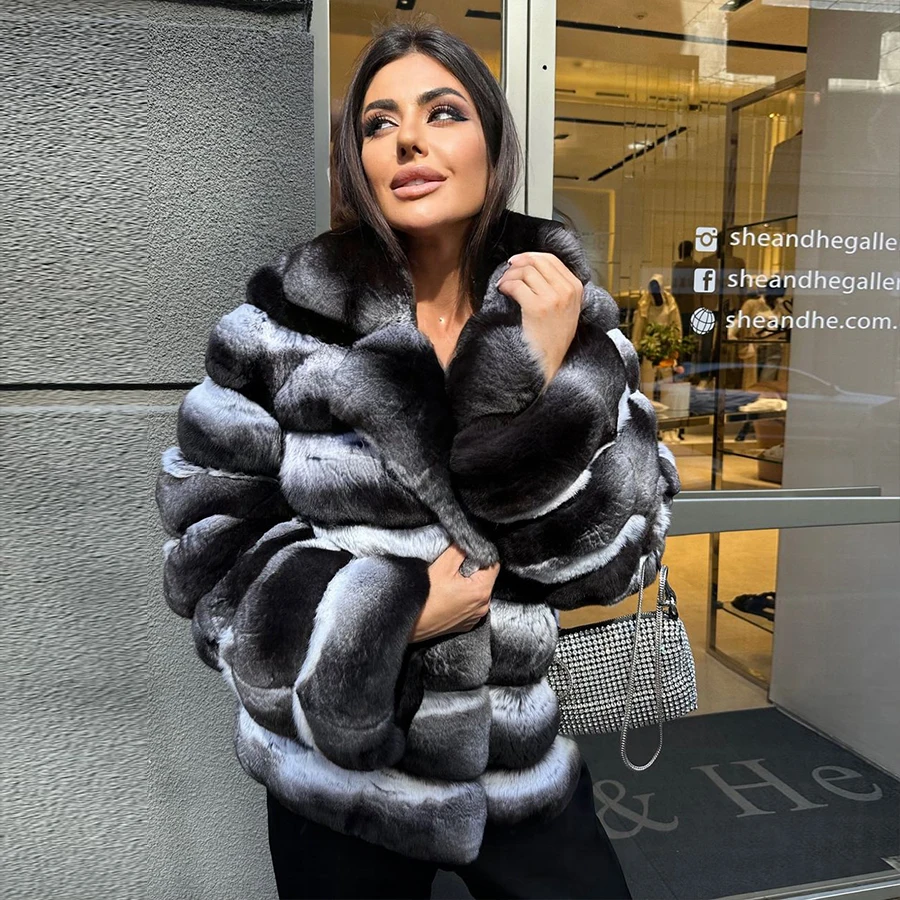 Натуральные пальто из кроличьего меха шиншиллы рекс женские куртки с кроликом