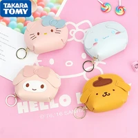 sanrio pu coin bag leather embroidered hello kitty kuromi coin purse headphones key storage birthday present toys 8 511 50 5cm