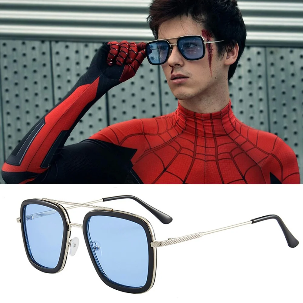 

Tony Stark Square Metal Frame Eyeglasses Iron man Sunglasses Steampunk Sun Glasses Outdoor Sport Glasses Men Spider Eyewear