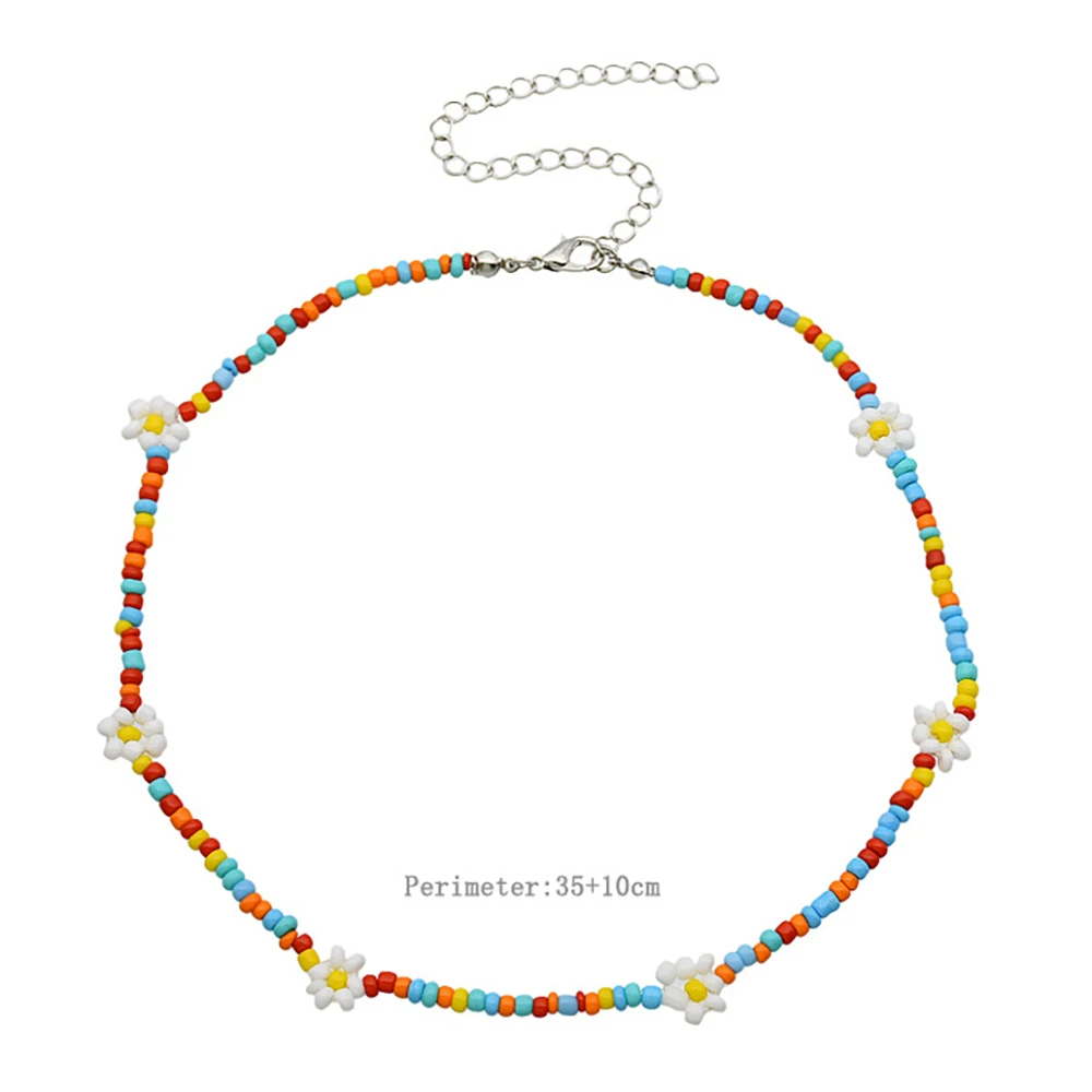 

Boho Color Rice Beads Cute Daisy Flower Necklace for Women Charm Clavicle Chain Teen Girl Dating Jewelry 2022 Trendy Collier