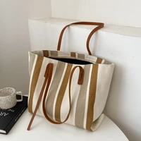 casual tote new women handbags beach travel tote fashion women canvas large capacity shoulder bags simple lady shopping bag