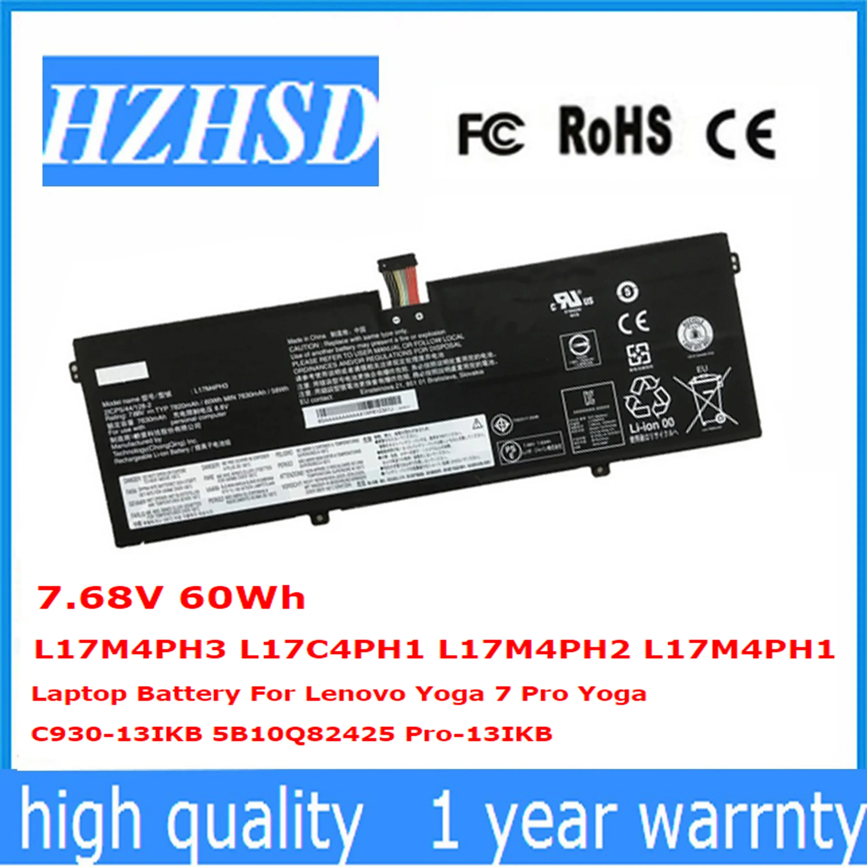 L17C4PH1 Оригинальный L17M4PH3 L17M4PH2 L17M4PH1 Аккумулятор для ноутбука Lenovo Yoga 7 Pro C930-13IKB 5B10Q82425