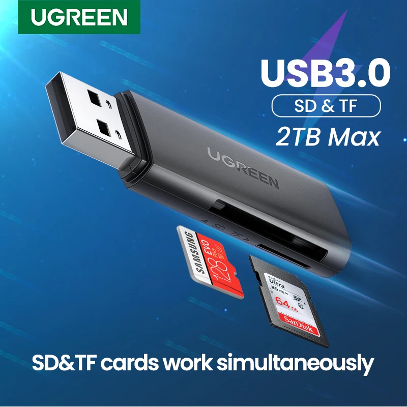 Кардридер UGREEN с USB 3,0 на SD, Micro SD, TF