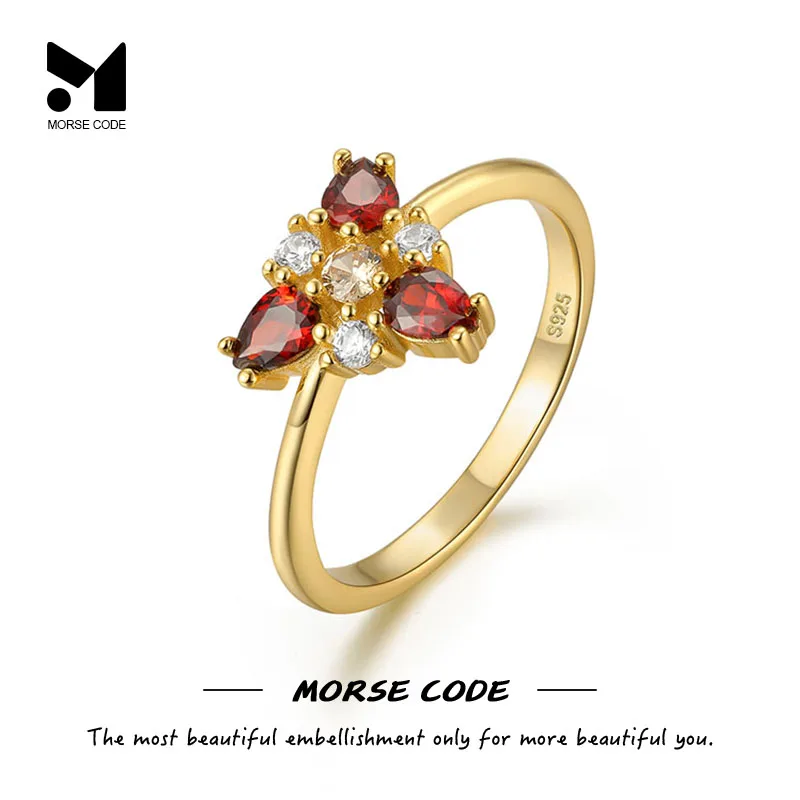 

MC S925 Sterling Silver Red White Zircon Ring for Women Gold Delicate Silver Rings Wedding Jewelry Gift Anillos Plata Bague