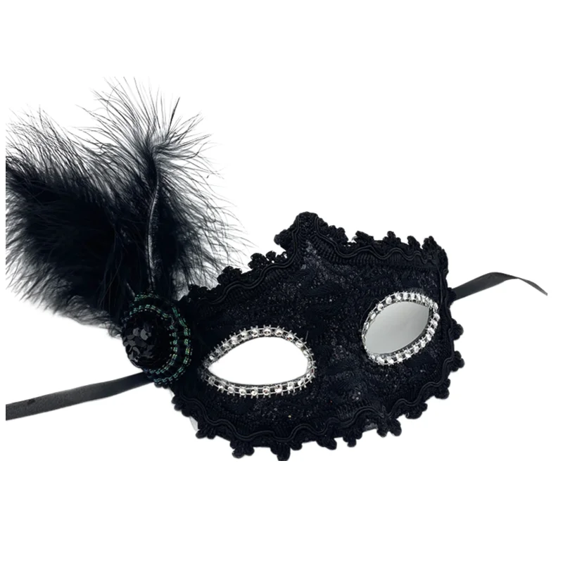 

2023 Halloween Costume Masquerade Masks Venetian Party Half Face Lace Mask for Women Men Black