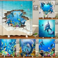 shower curtains ocean dolphin sea world animal waterproof fabric bathroom shower curtain cute fishes large size 240x180 screen