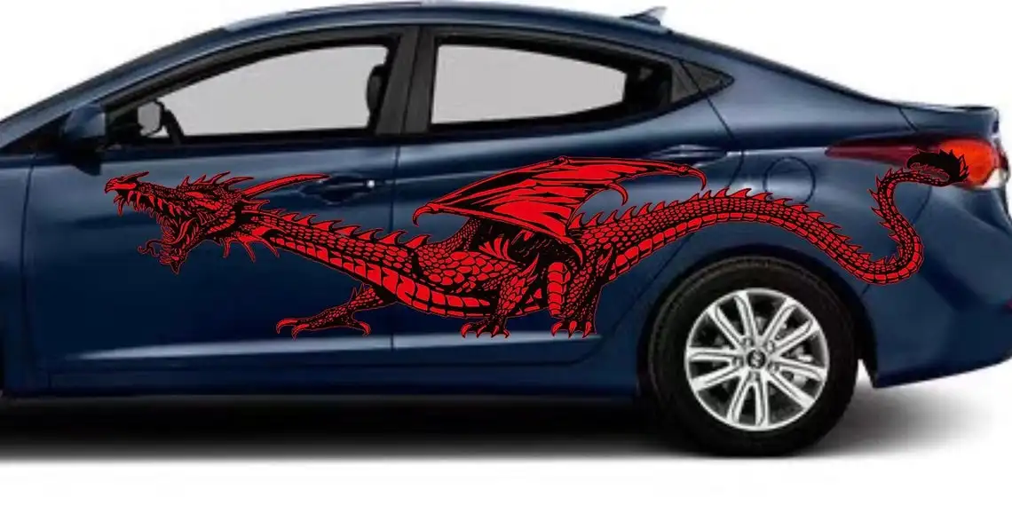 

Anime Dragon Car Foil Door Side Sticker Animal Decal Fits Any Car Vinyl Graphics Auto Parts Car Stickers Car Decals