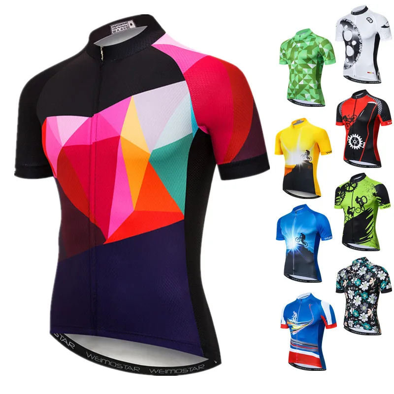 

Weimostar Men's Cycling Jersey Short Sleeve Pro Team Bike MTB Jersey Breathable Cycling Shirt Anti-Sweat Bicycle Clothing Tops