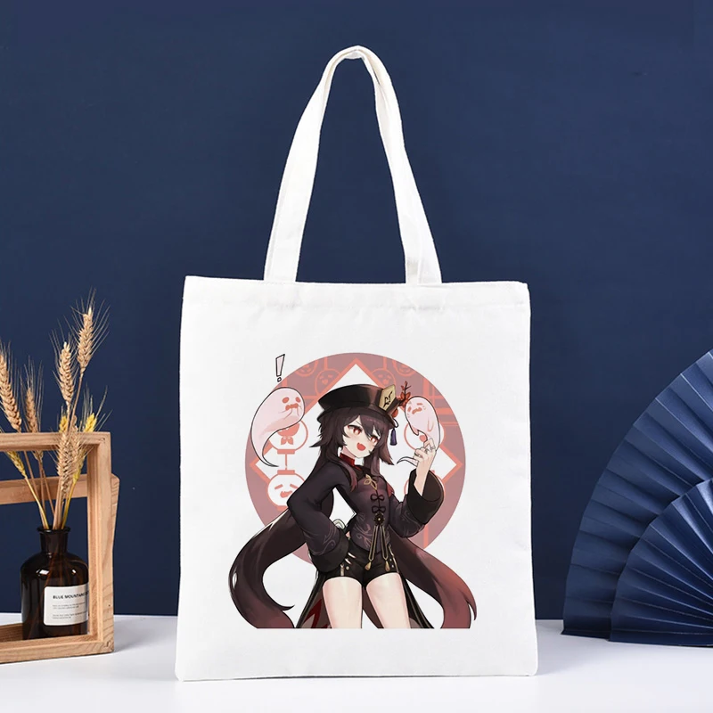 

Genshin Impact Yanfei Shopper Bag Tote Canvas Shoulder Bag Women Reusable Shopping and Other Handbag for Girls Canvas Crossbody