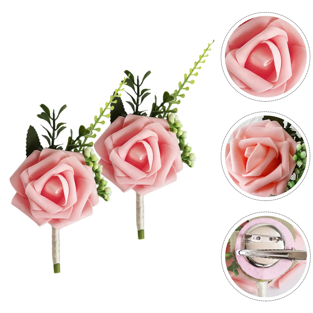 

2 Pcs Groom Best Man Corsage Flower Banquet Simulation Prom Accessories Men Wedding Supplies Bridegroom Wrist