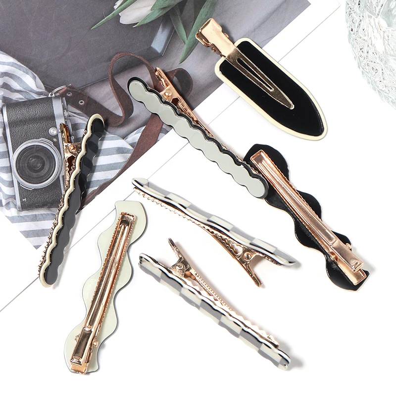 

XINYAO 5pcs Vintage Duckbill Hair Clip Checkerboard Pattern BB Barrettes DIY Crafts Hairgrip Girls Hairpin Hair Accessories