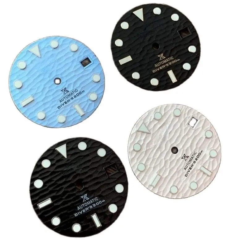 

Watch Accessories Watch Dial 28.5MM Black Azure Studded Dial Green Luminous for Japan NH35/36/4R/7S Movement