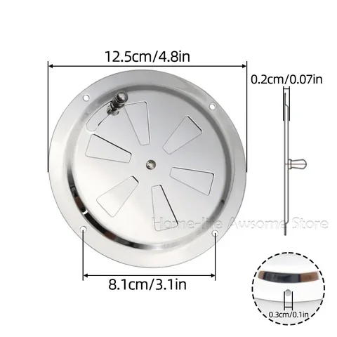 Воздушная жалюзи, вентиляционное отверстие 125 мм, нержавеющая сталь 316, морская круглая решетка для лодки, вентиляционная решетка с жалюзи, крышка боковой ручки, открытие