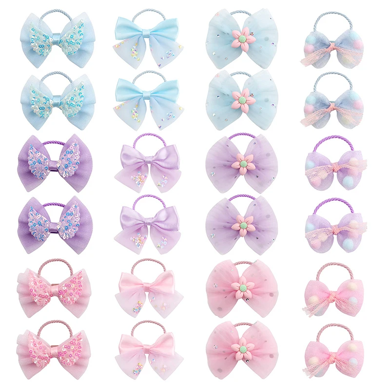 

1 пара, Детские блестящие тканевые повязки для волос с бантом