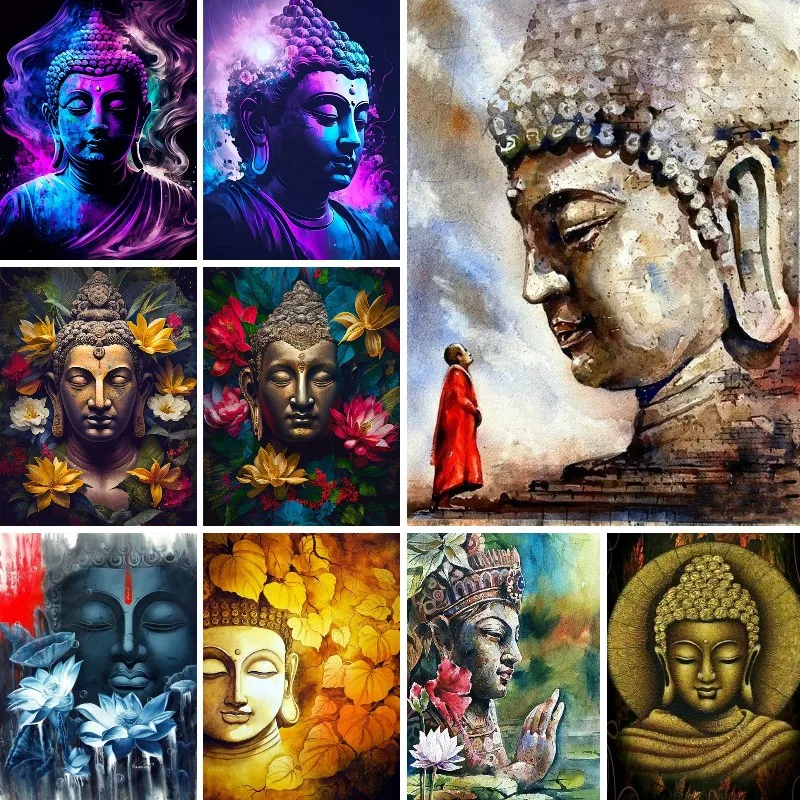 

5D DIY Full Circle Diamond Painting Modern Abstract Buddha Wall Art Zen Buddhist Decor Painting Mosaic Cross Stitch Decoration