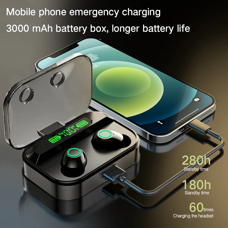 TWS-стереонаушники с зарядным футляром и поддержкой Bluetooth 5 1 3000 мА · ч |