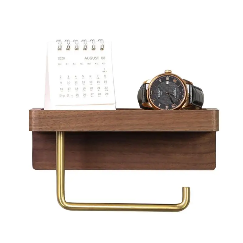 

Wall Mounted Wooden Toilet Paper Holder Tissue Paper Holder Roll Holder With Phone Storage Shelf Bathroom Accessories For Home