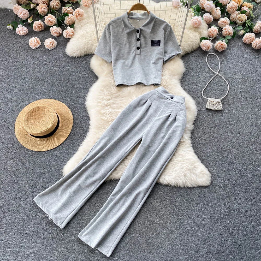 

2022 summer suit women's fashion age reduction short sleeve T-shirt + high waist casual pants two-piece set