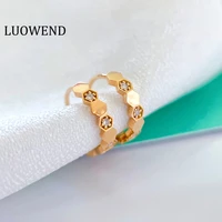 luowend 100 genuine 18k rose gold earring au750 women engagement hoop earrings natural diamond earring fashion hoop design