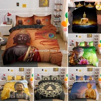 sitting lotus buddha king queen bedding set soft duvet cover for adults bedclothes bed sets quilt covers and pillowcase 23pcs