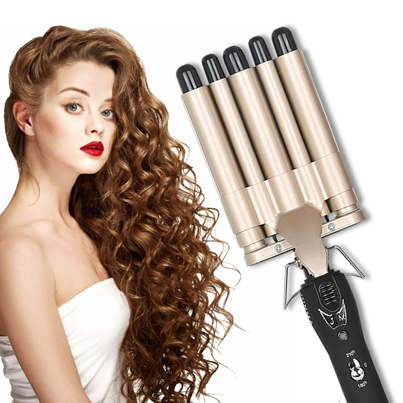 

Curling Iron Professional Salon Wavy Hair Styler Tourmaline Wave Maker 5 Barrels Iron Dual Voltage Hair Curler