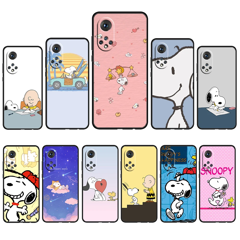 

Snoopy Dog Cartoon Cute For Honor 60 50 20 SE Pro X30 10X 10i 10 9X 9A 8X 8A Lite Silicone Soft TPU Black Phone Case Capa Cover