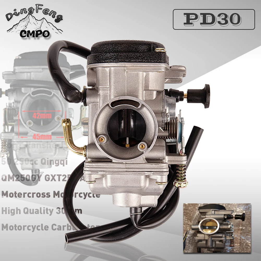 

PD30 Motorcycle Carburetor 30mm For JIANSHE QingQi 250 JS GXT 250 QM250GY ATV Quad Motercross Parts Carburador Manual Choke Carb