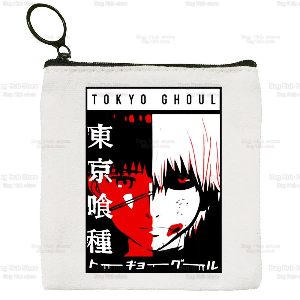 Anime Tokyo Ghoul Kaneki Ken Cool Manga Canvas Coin Purse Custompattern Logo Storage Pouch Canvas Bag Coin Bag Key Coin Purse