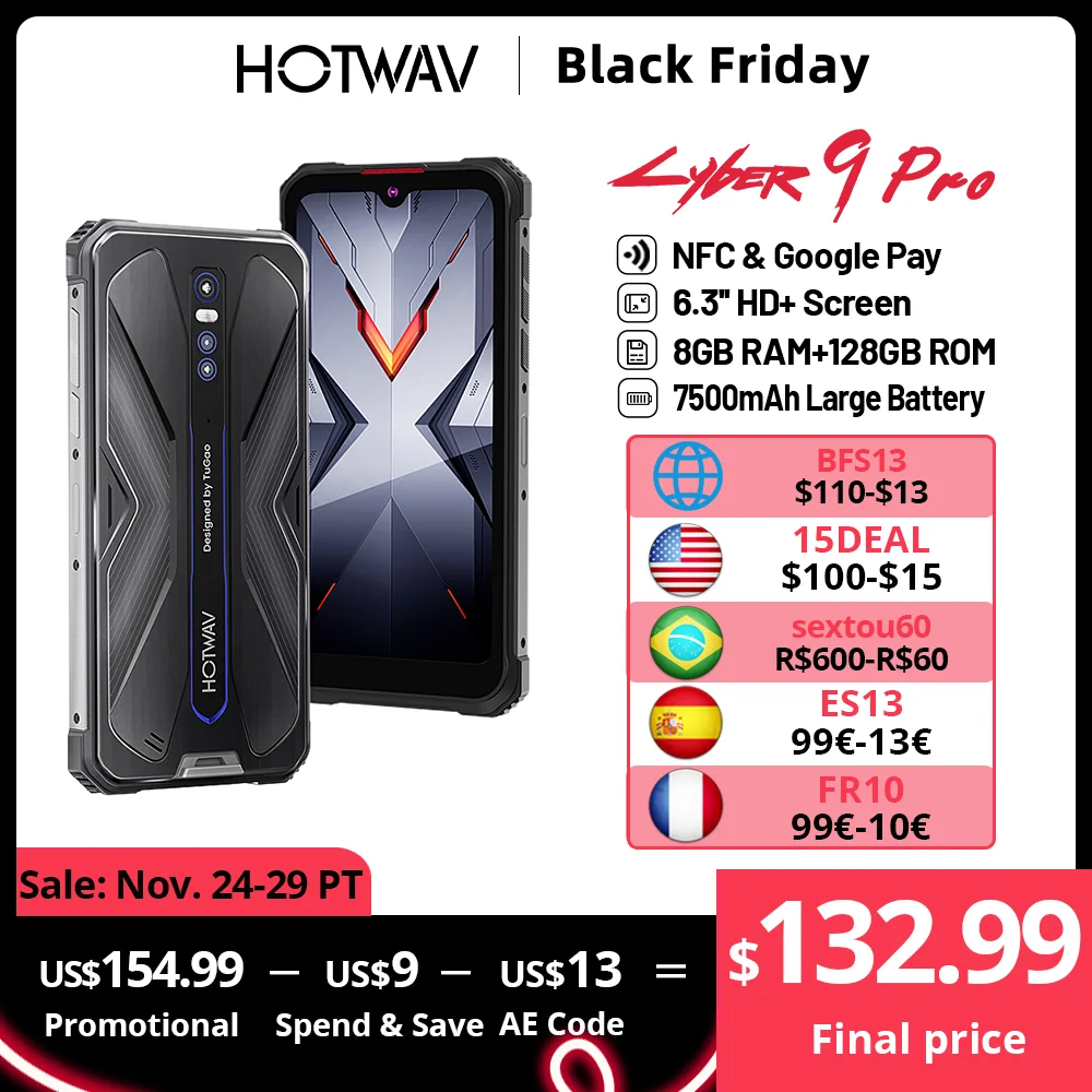 Hotwav Cyber 9 Pro 4G Rugged Smartphone Helio P60 Octa Core 6.3