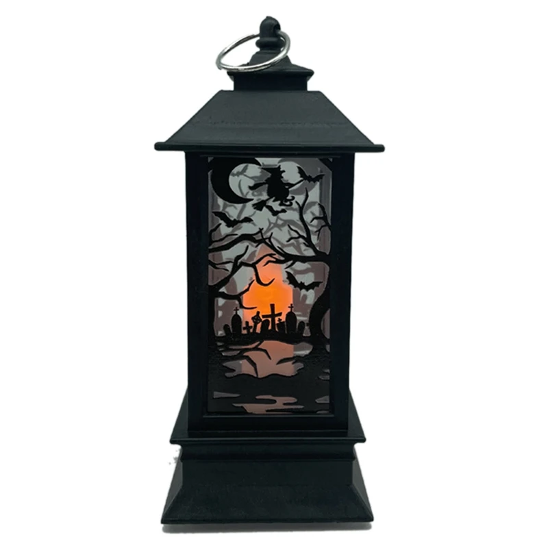 

Светящийся светодиодный фонарь на Хэллоуин, украшение для окон с одним воском, маленькая квадратная лампа, ночсветильник, украшение для дом...