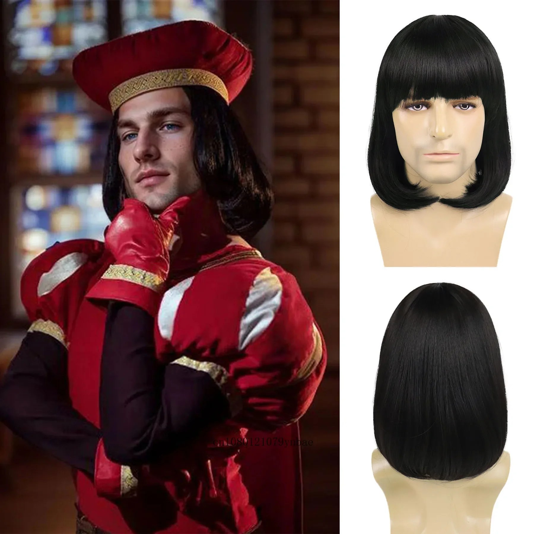 Синтетический черный парик с челкой прическа Боб короткие прямые волосы костюм