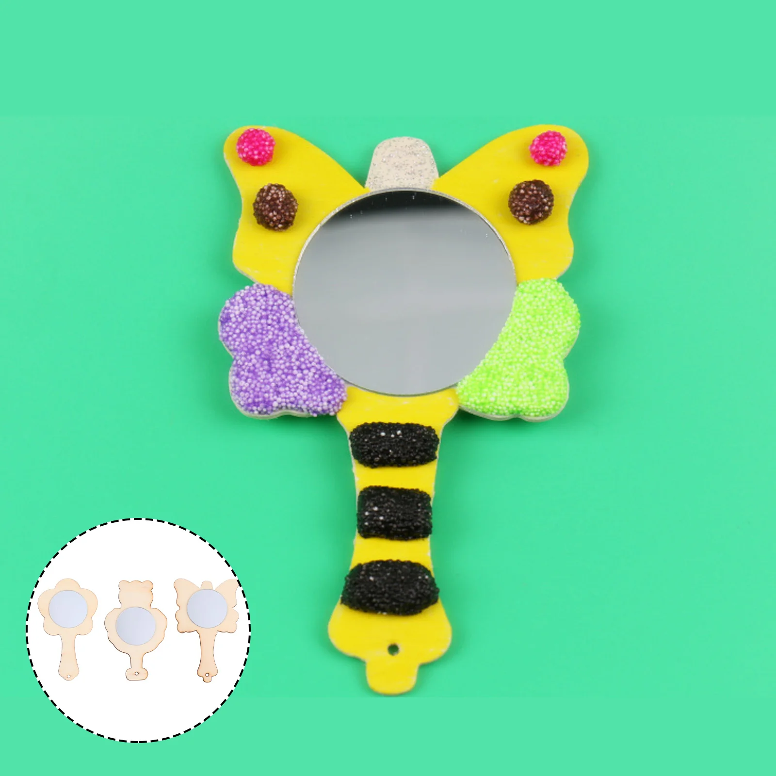 

Mirror Mirrors Handheld Makeup Diy Wooden Kids Wood Mini Painting Unfinished Crafts Craft Hand Vanity Handle Vintage Foldable