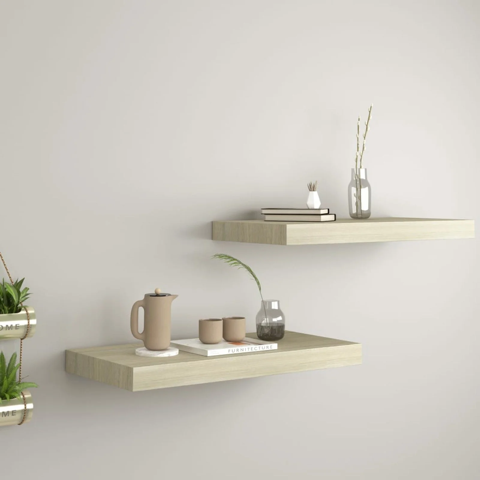 

Floating Wall Shelves 2 pcs Oak 19.7"x9.1"x1.5" MDF