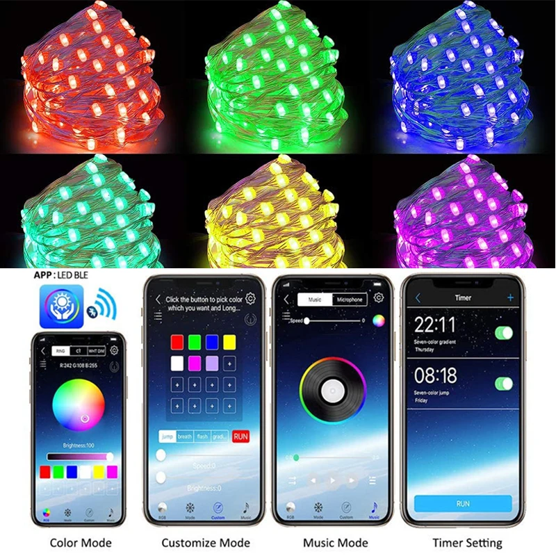 

Светодиодная гирлянда с USB, медный провод, Сказочная лампа-лента для рождества, свадьбы, вечеринки, праздника, Рождественское украшение