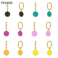 tiande silver color gold plated dangle earrings for women colour enamel piercing hoop drop earring 2022 jewelry wholesale